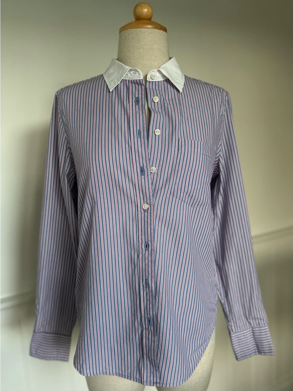 GAP Striped Button-Up Shirt — Red, white, & blue